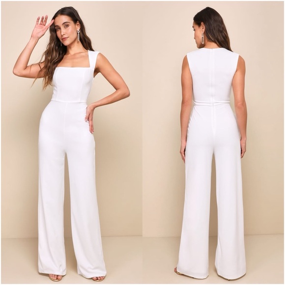 LULU’S Enticing Endeavors White Jumpsuit - Picture 1 of 11